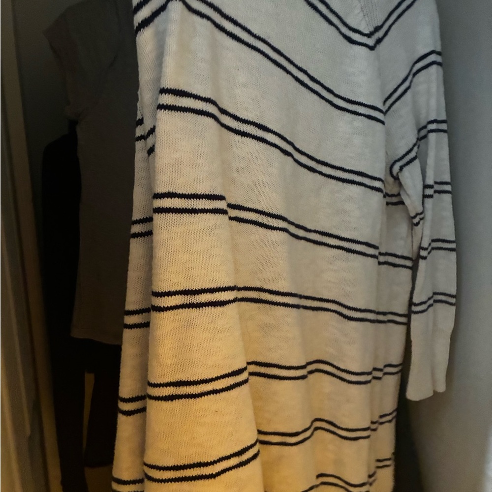 GAP Cream and Black Striped Scoop-Neck Sweater